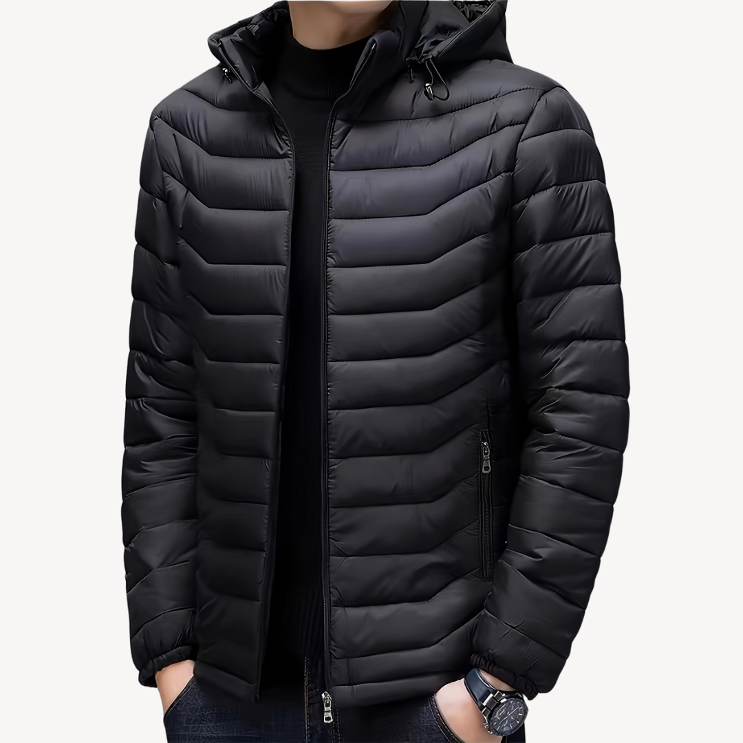 Men's Quilted Puffer Jacket with Hood | Loravelle