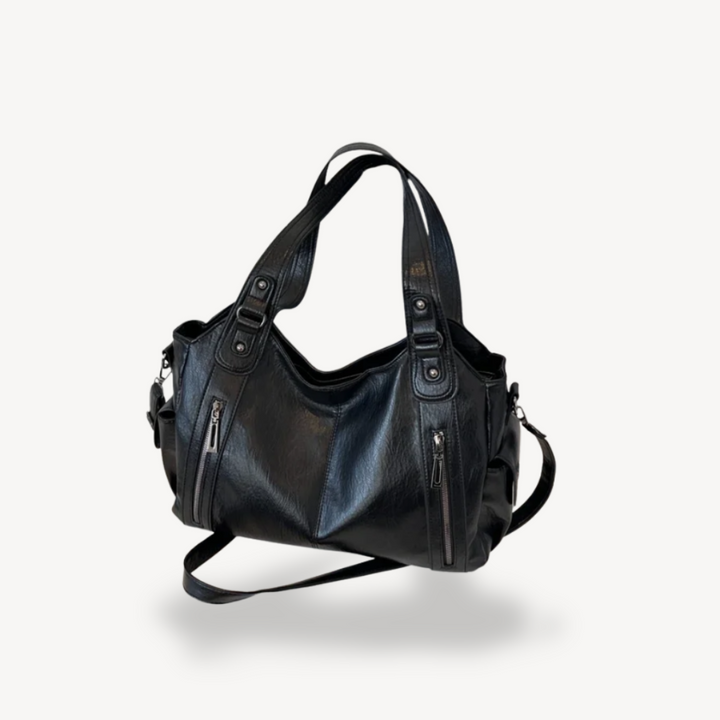 Women's Zippered Shoulder Bag Leather Tote Bag | Loravelle