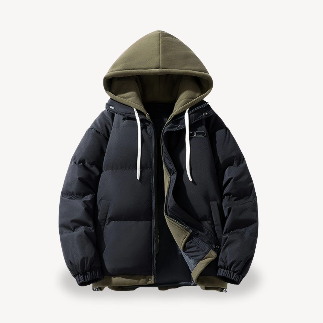 Men's Oversized Puffer Jacket with Hoodie | Loravelle