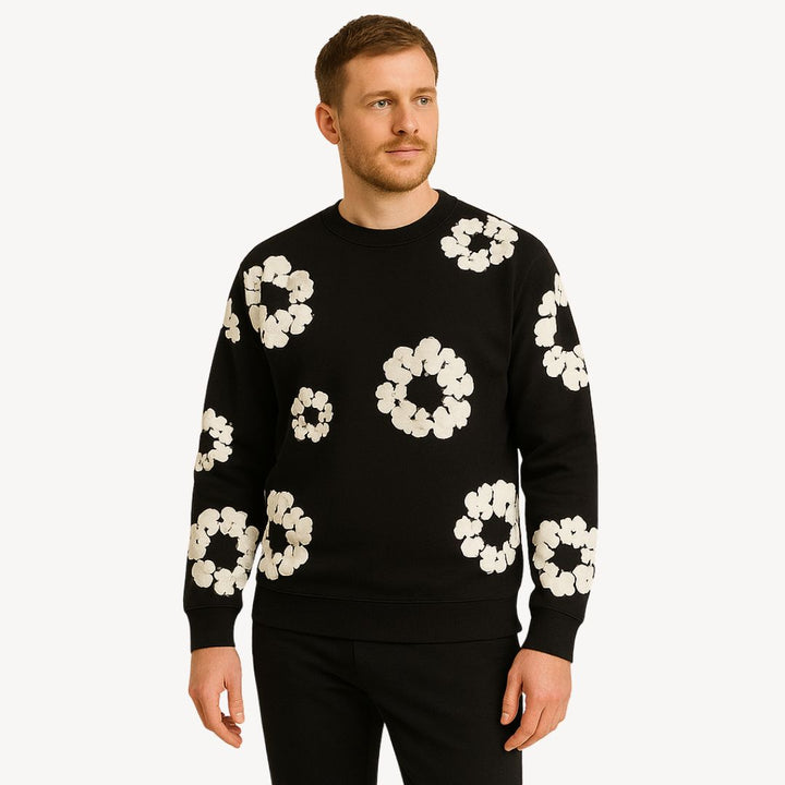 Cotton Wreath Floral Sweatshirt Unisex | Loravelle