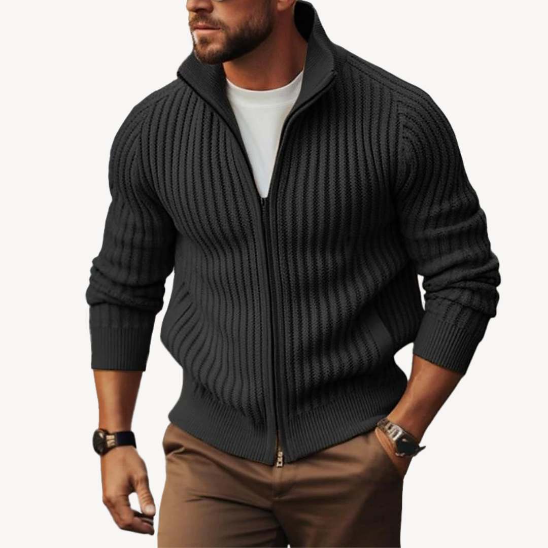 Men's Zip-Up Ribbed Sweater Jacket | Loravelle