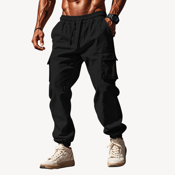 Men’s Linen Cargo Pants – Drawstring Casual Utility Trousers | Loravelle