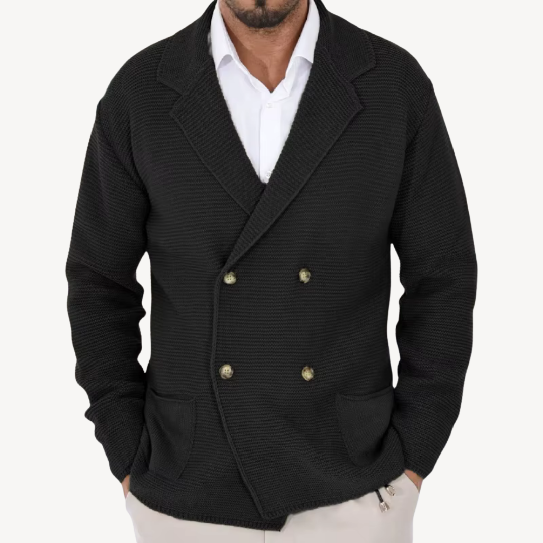 Double-Breasted Knit Cardigan for Men | Loravelle