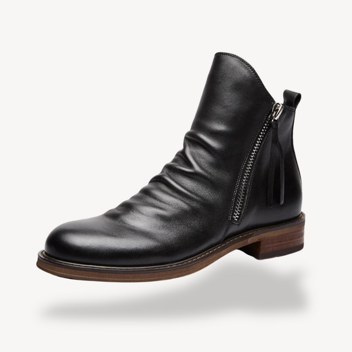 Men's Leather Ankle Boots with Zipper | Loravelle