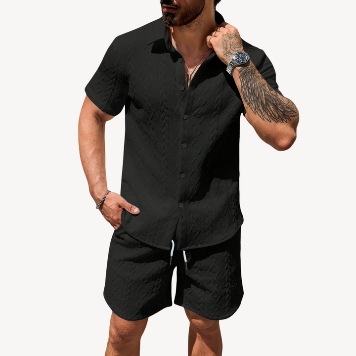 Men's Textured Knit Short Set | Loravelle