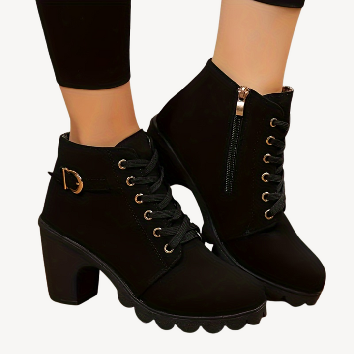 Orthopedic Lace-Up Heeled Booties | Loravelle