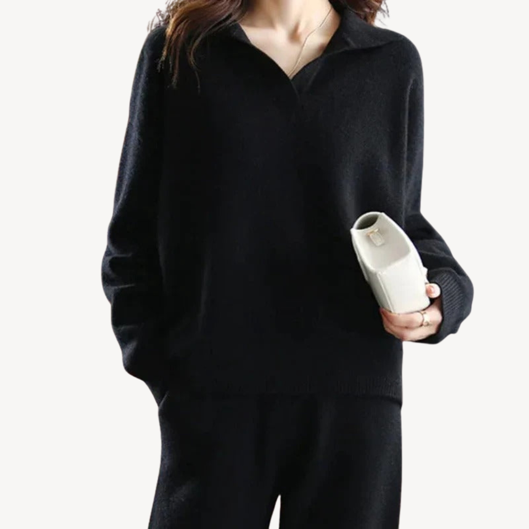 Casual Polo Knit Sweater Set for Women | Loravelle