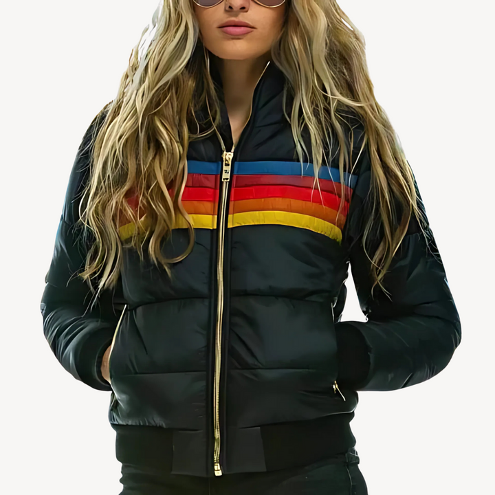 Women’s Puffer Jacket with Stripes | Loravelle