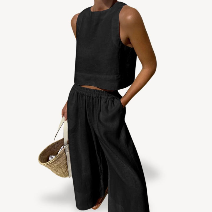 Linen Sleeveless Tank Wide Leg Set Women | Loravelle
