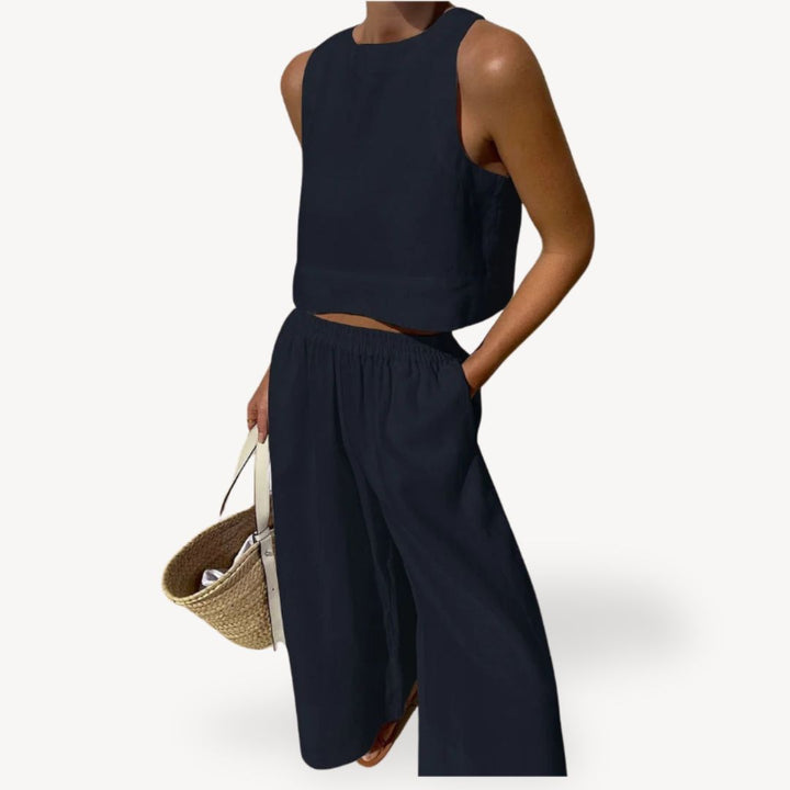 Linen Sleeveless Tank Wide Leg Set Women | Loravelle