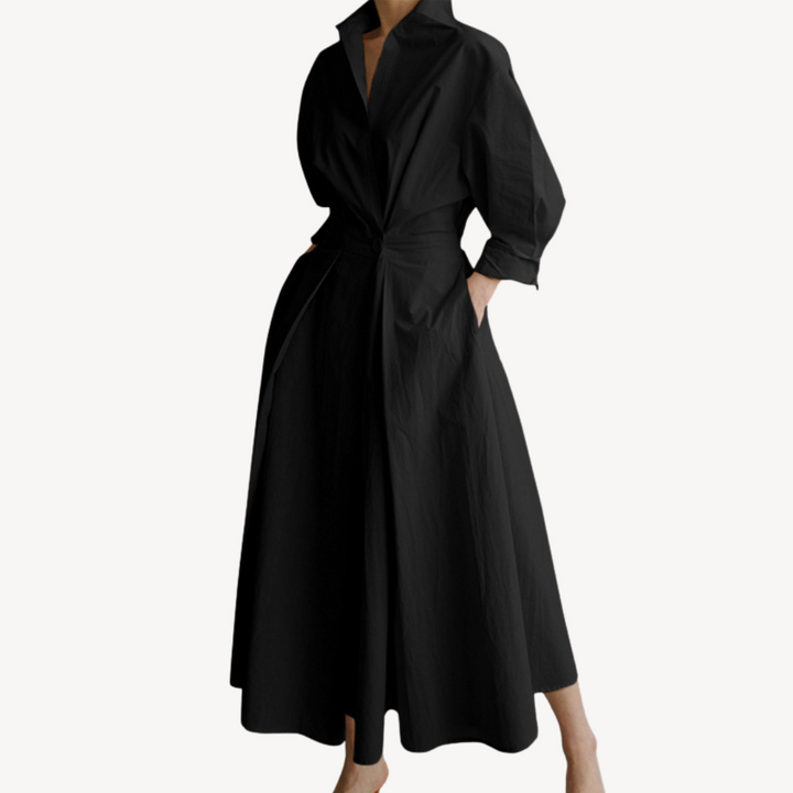 Women's Cotton Linen Blend Shirt Dress | Loravelle
