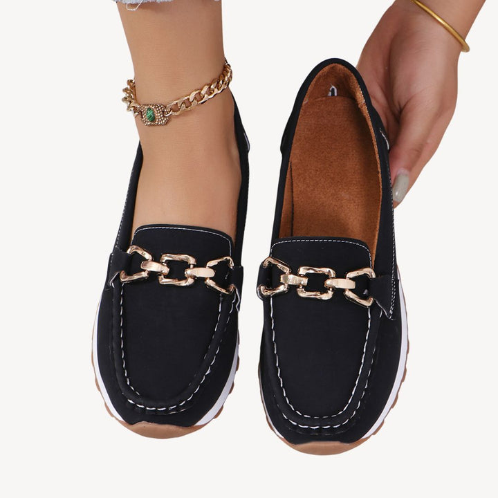Orthopedic Suede Loafers Women Chain | Loravelle