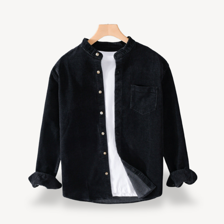Corduroy Stand Collar Shirt for Men | Loravelle