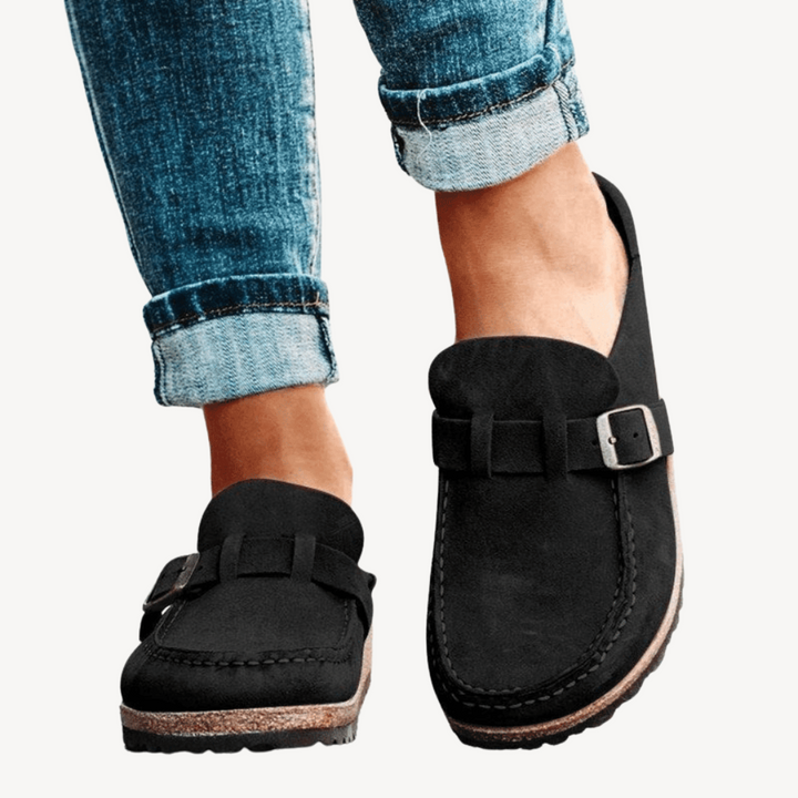 Women's Suede Buckle Orthopedic Slippers | Loravelle