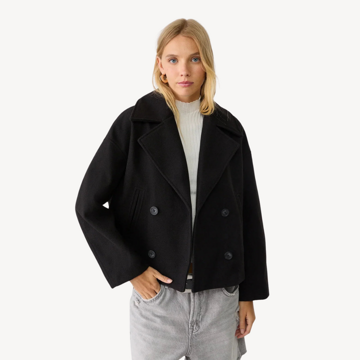 Cropped Wool Peacoat for Women | Loravelle