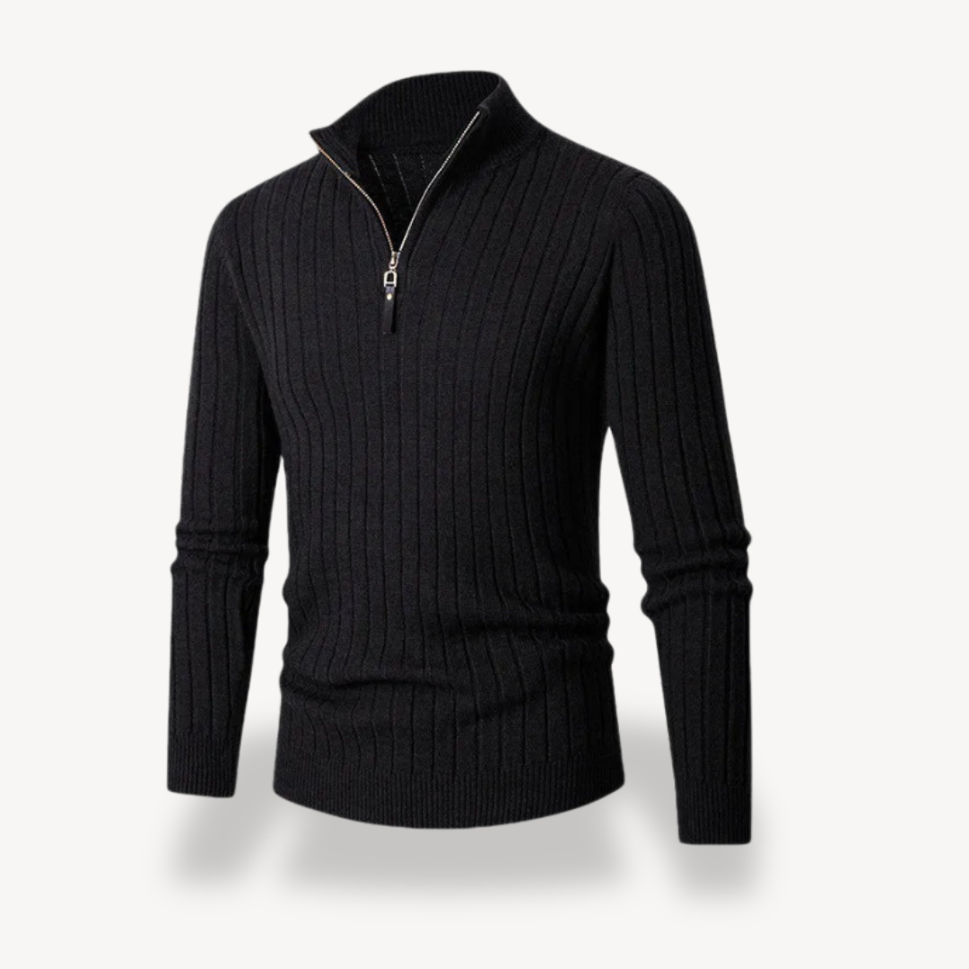 Men's Ribbed Quarter-Zip Sweater | Loravelle