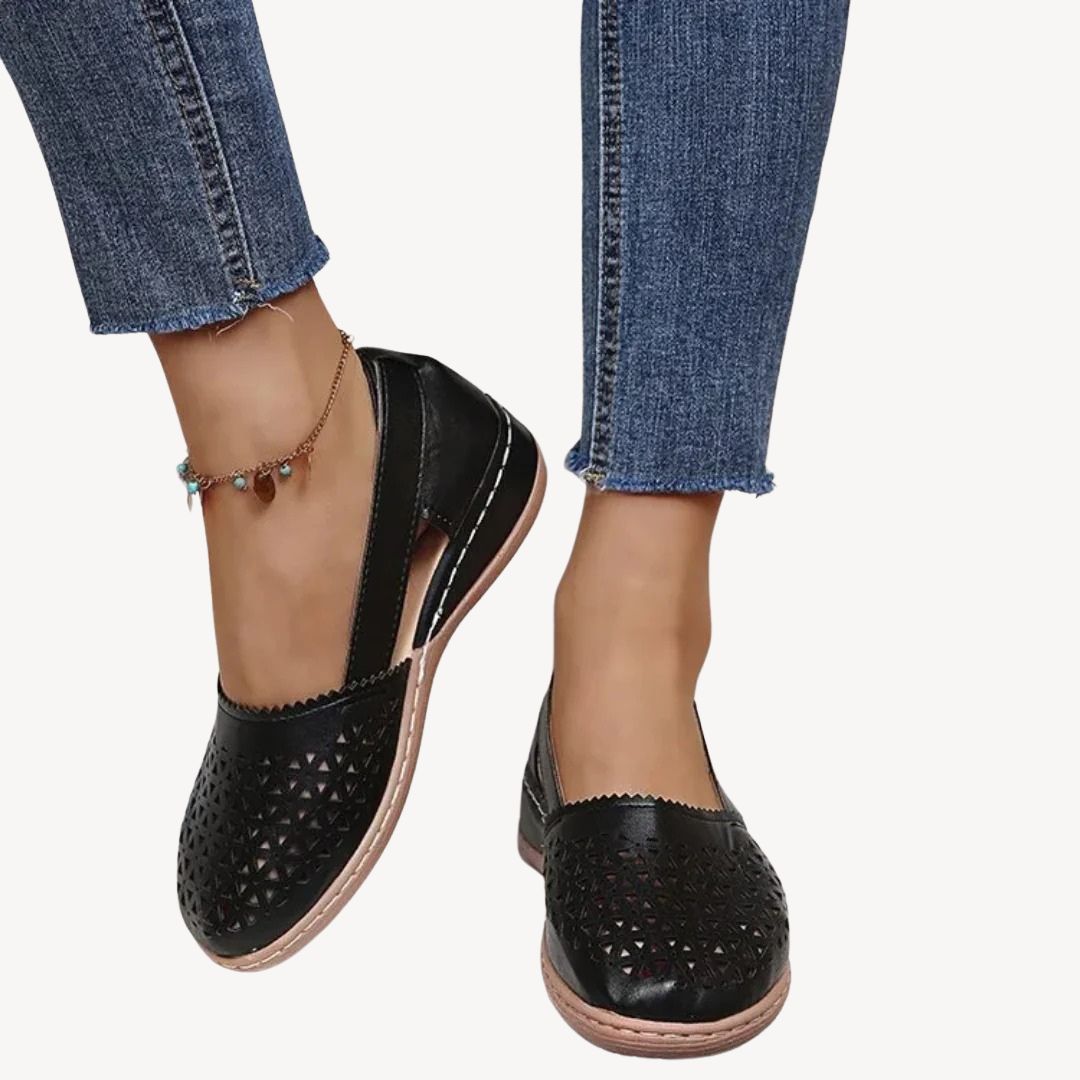 Leather Cutout Orthopedic Sandals Women | Loravelle