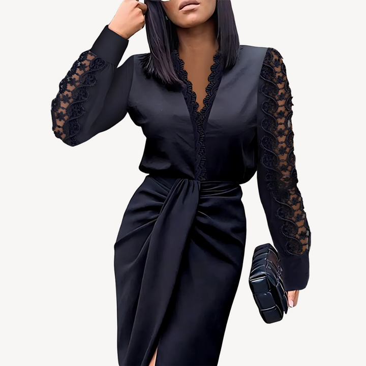 Women's Lace Sleeve Wrap Dress | Loravelle