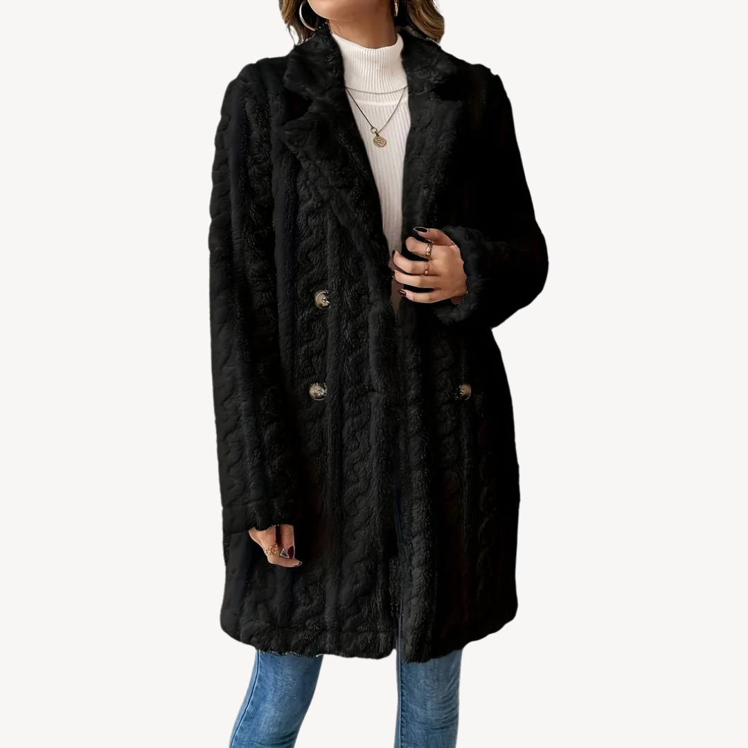 Women’s Double-Breasted Faux Fur Coat | Loravelle