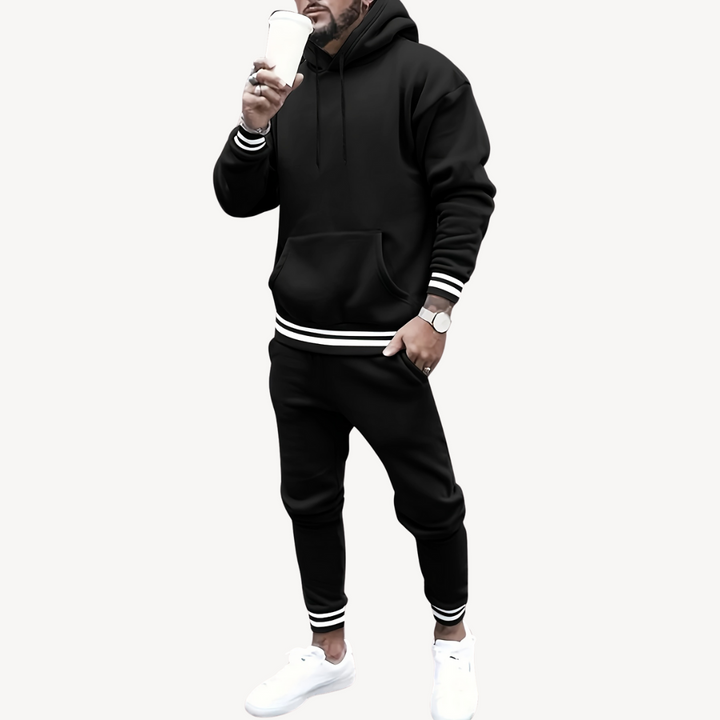 Men's Striped Hoodie Tracksuit Set Polyester | Loravelle