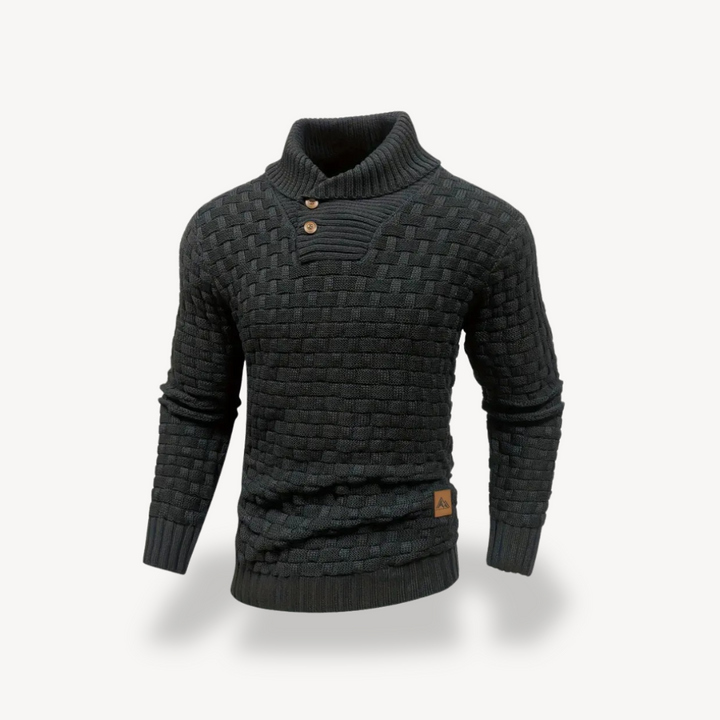 Men's Waffle Knit Polo Sweater | Loravelle