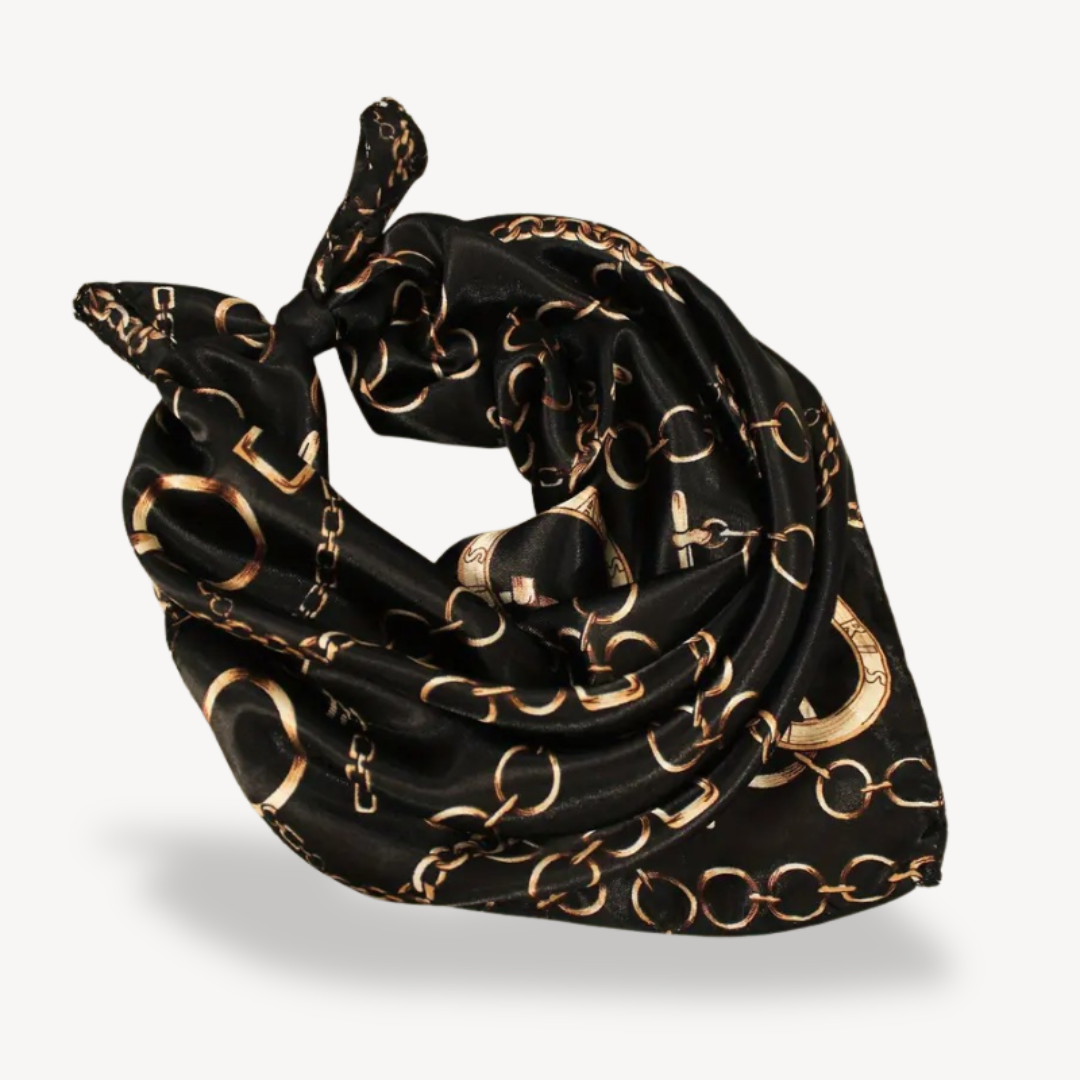 Silk Chain Print Head Scarf | Loravelle