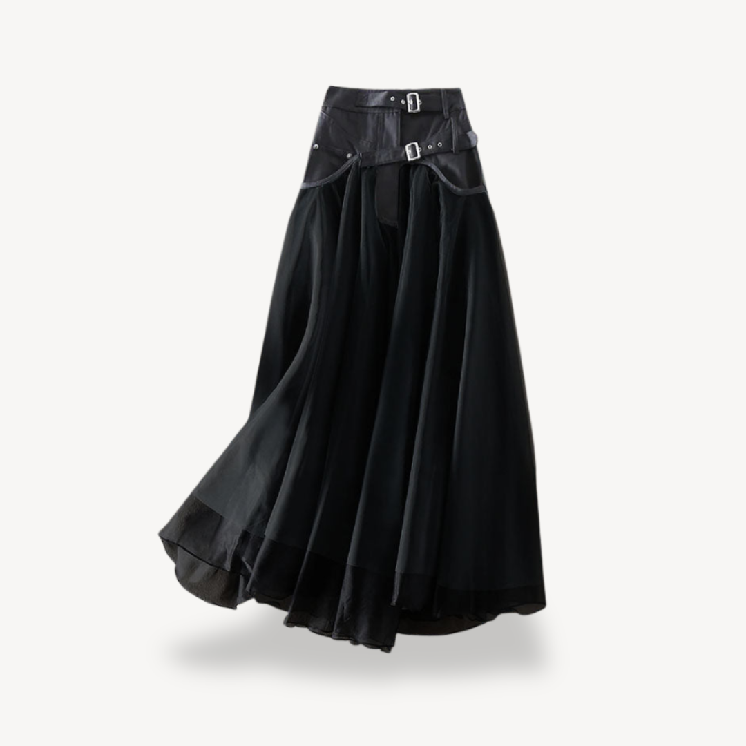 High Waist Gothic Maxi Skirt Women Chiffon | Loravelle