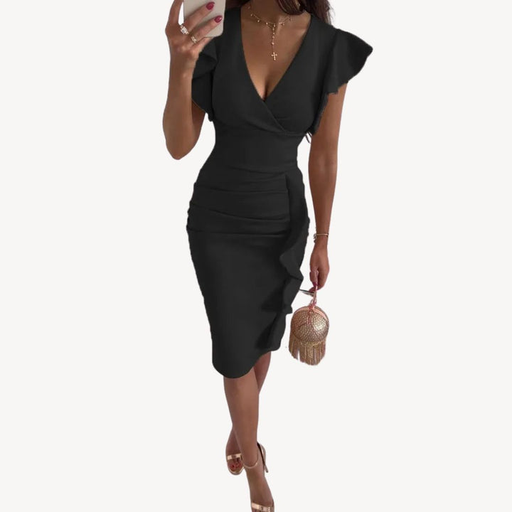 Loravelle | Ladies Ruffle Sleeve Bodycon Dress