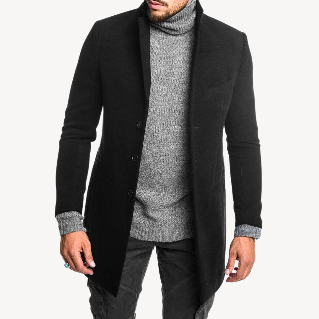 Men's Wool Blend Long Coat | Loravelle