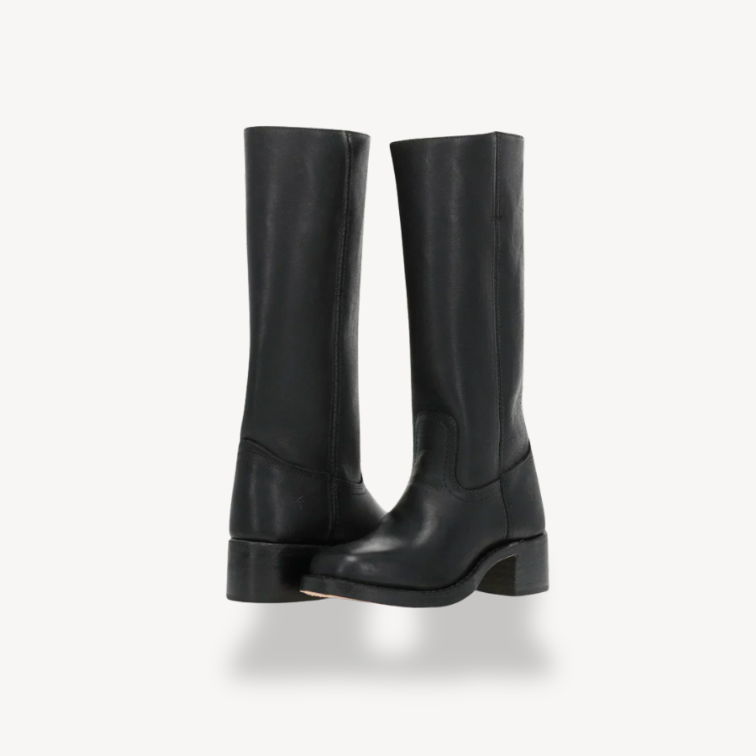 Unisex Orthopedic Leather Tall Boots with Classic Block Heel | Loravelle
