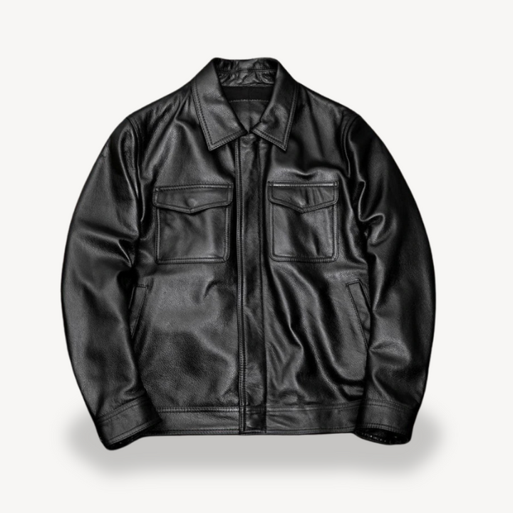 Men's Leather Jacket with Pockets | Loravelle