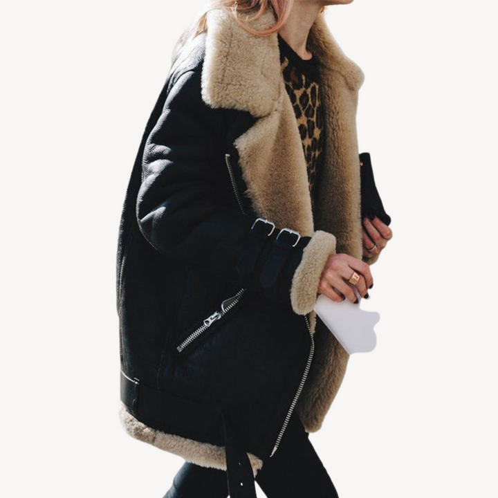 Shearling-Lined Biker Jacket for Women | Loravelle
