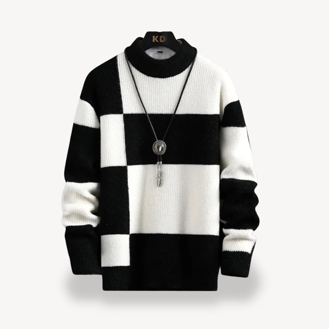 Men's Color Block Turtleneck Sweater | Loravelle
