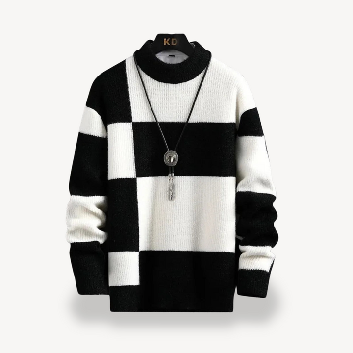 Men's Color Block Turtleneck Sweater | Loravelle