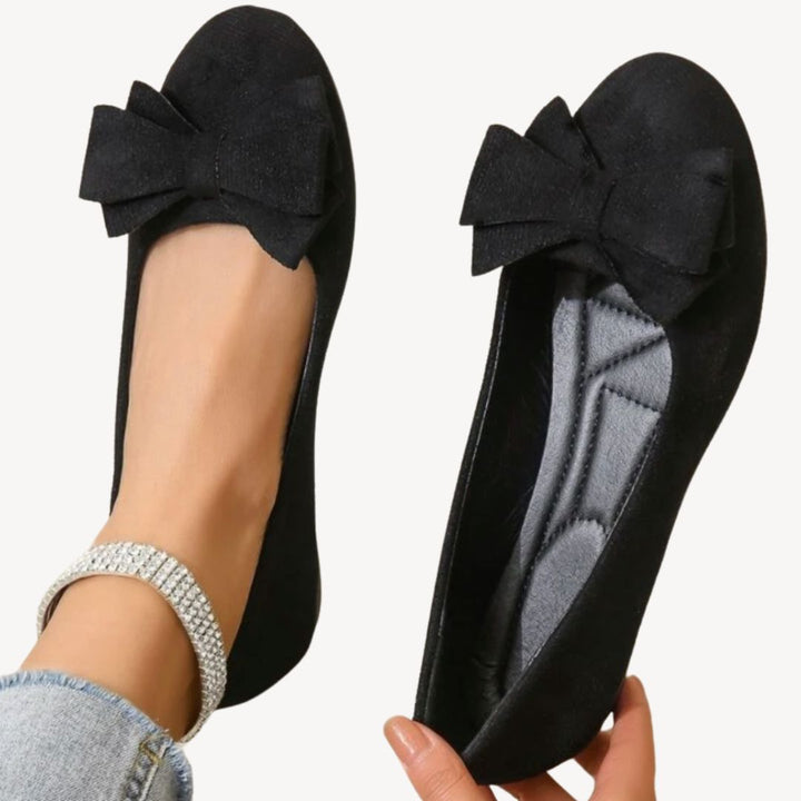 Suede Bow Ballet Flats Women | Loravelle