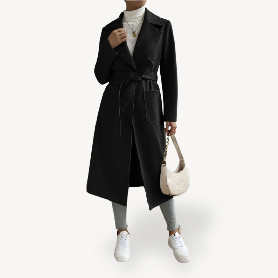 Women's Long Open Coat with Pockets | Loravelle