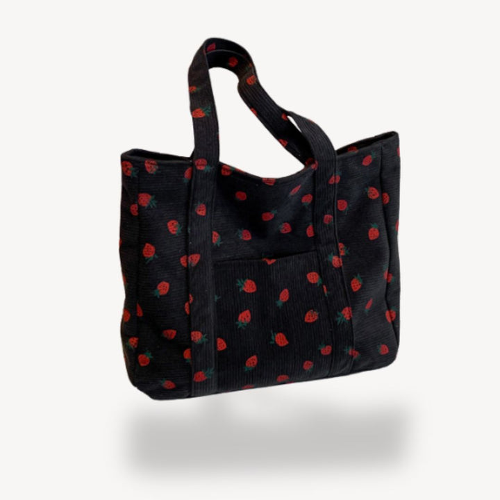 Corduroy Strawberry Tote Bag Women | Loravelle