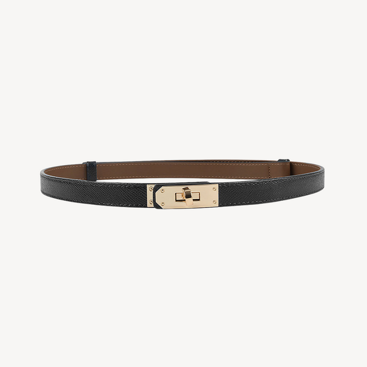 Faux Leather Belt with Gold Buckle for Women | Loravelle