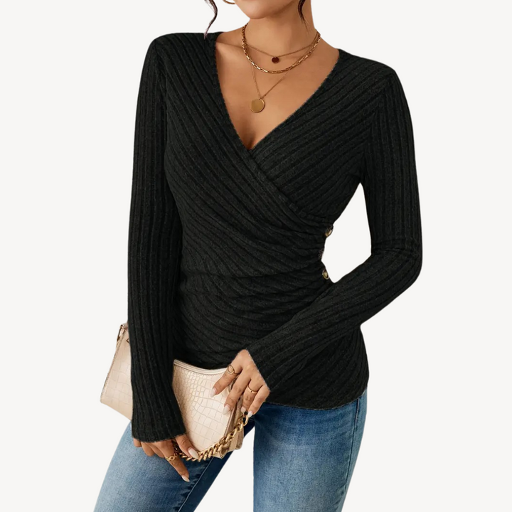 V-Neck Ribbed Top for Women | Loravelle