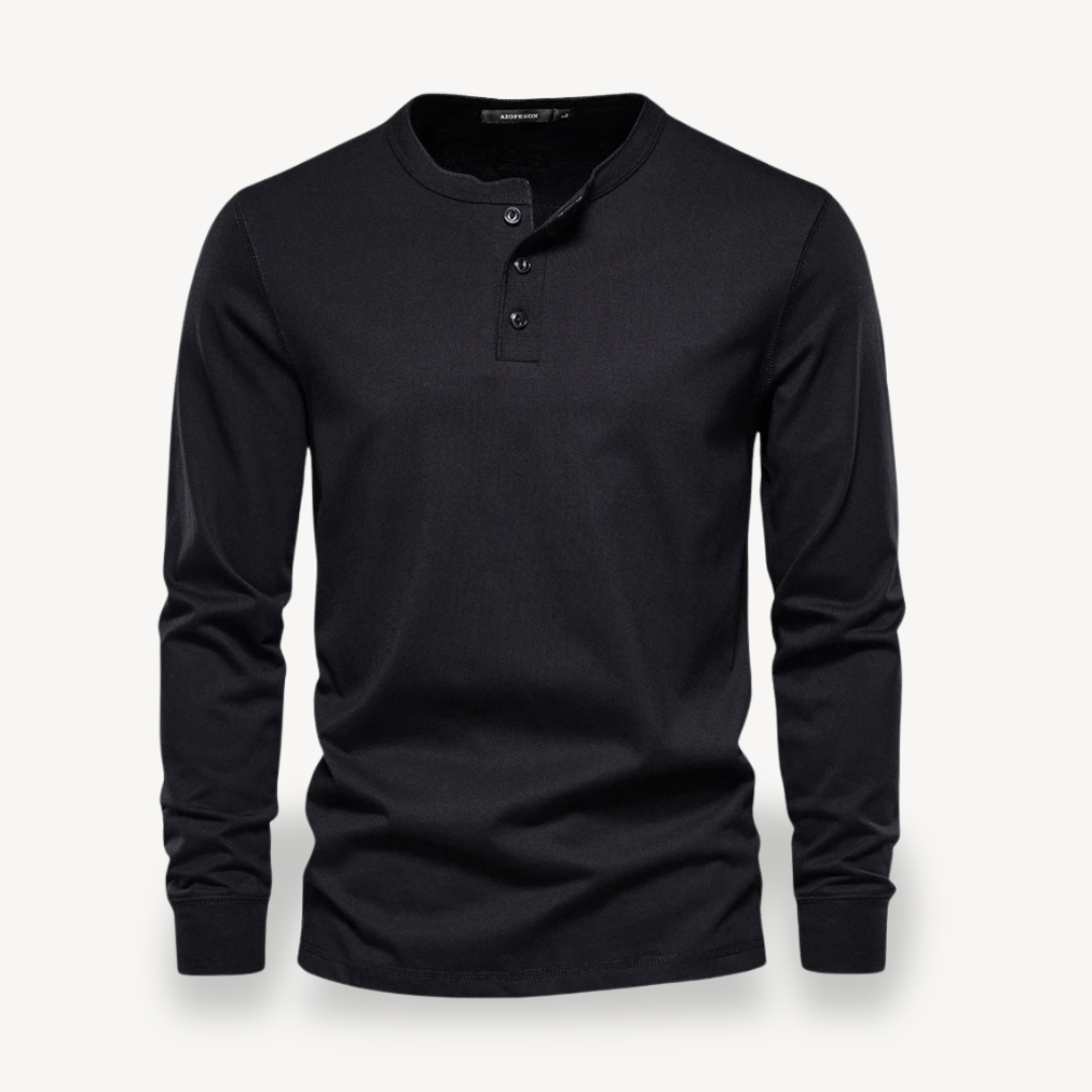 Men's Cotton Long Sleeve Henley Shirt | Loravelle