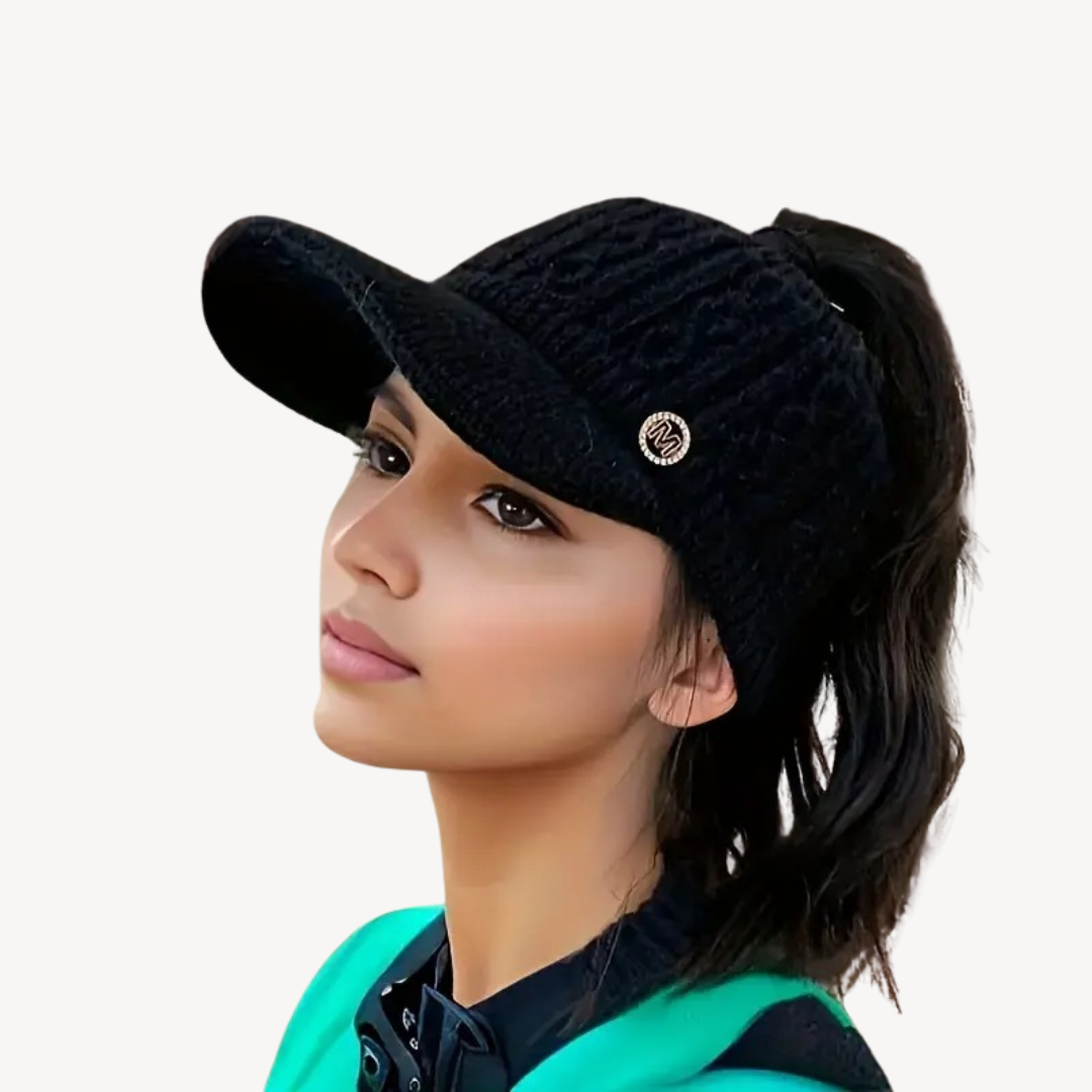 Knit Visor Cap with Ponytail Hole | Loravelle