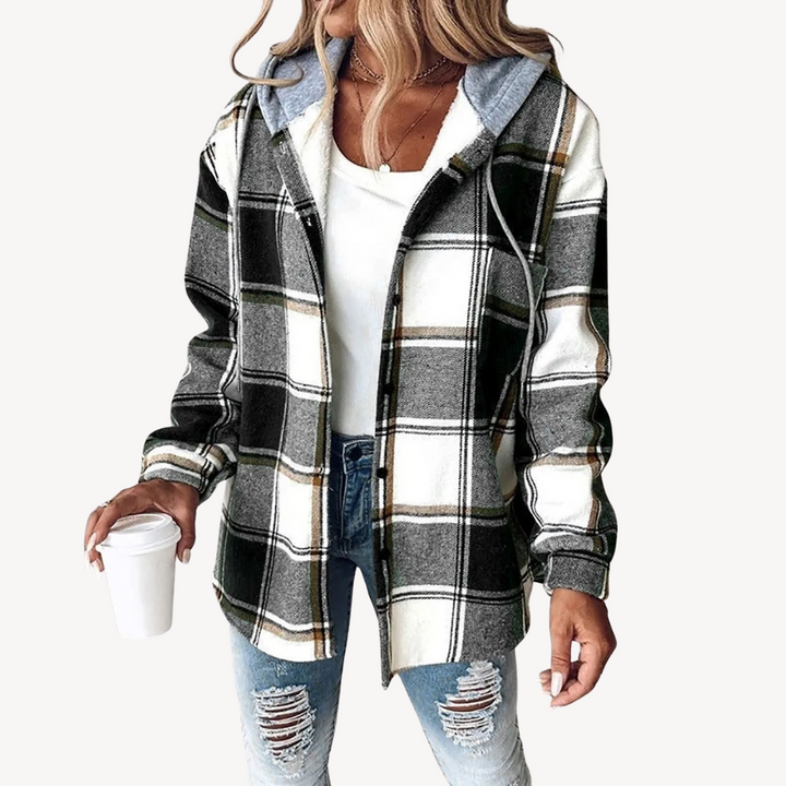 Plaid Hooded Shirt Jacket | Loravelle