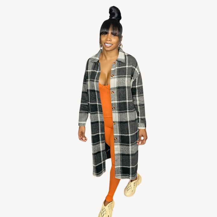 Plaid Button-Up Shirt Dress for Women | Loravelle