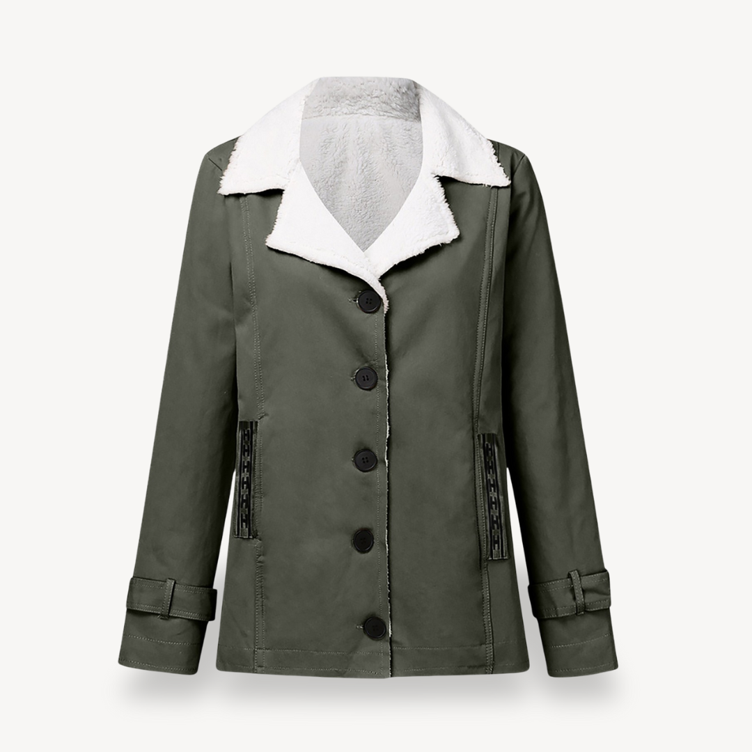 Women’s Fleece-Lined Coat with Buttons | Loravelle