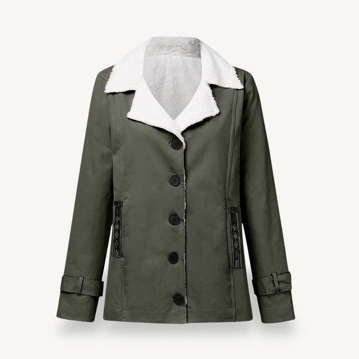 Women’s Fleece-Lined Coat with Buttons | Loravelle