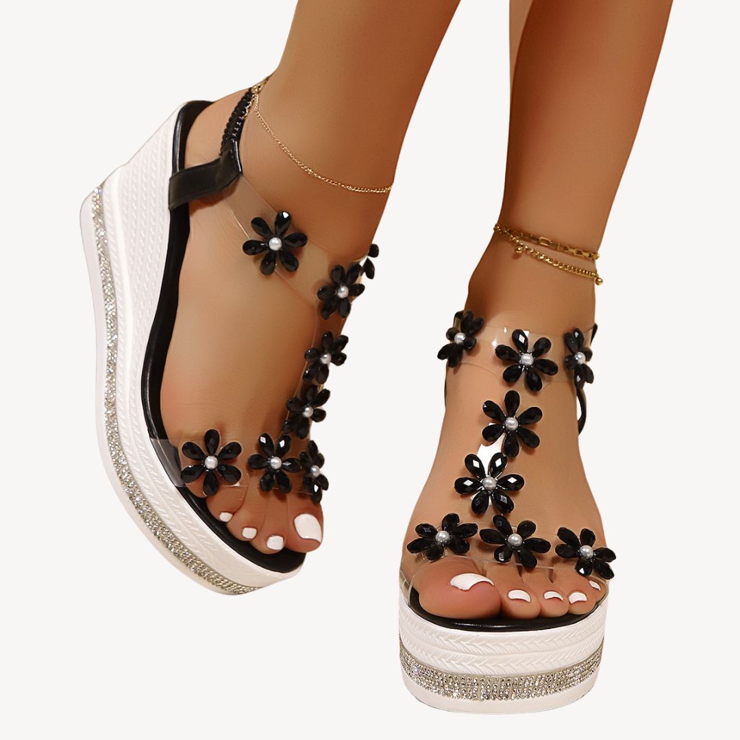 Orthopedic Wedge Sandals Women Floral Clear | Loravelle