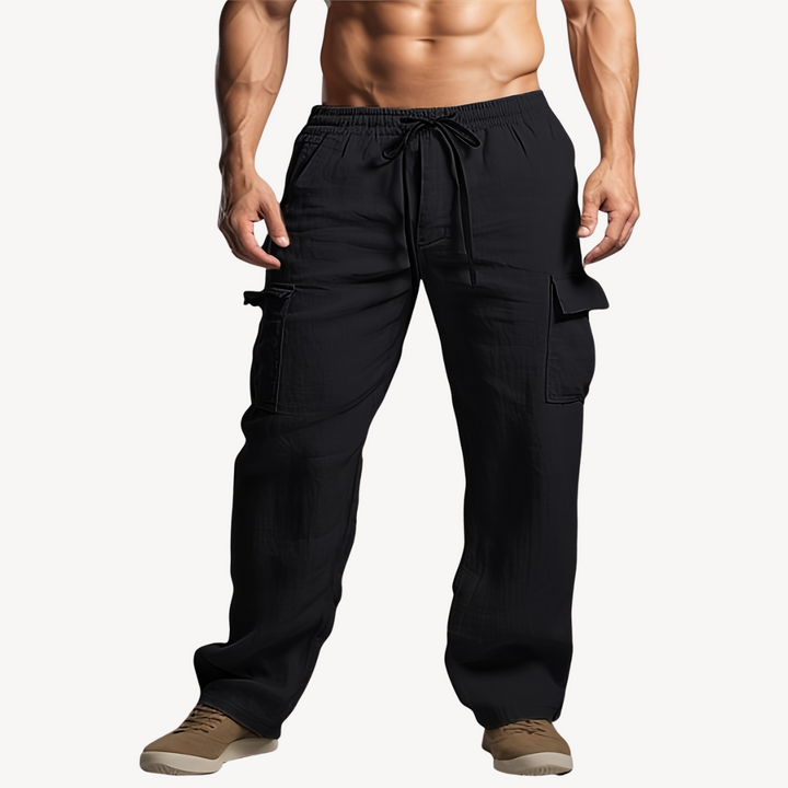 Men’s Linen Drawstring Cargo Pants – Casual Utility Trousers | Loravelle