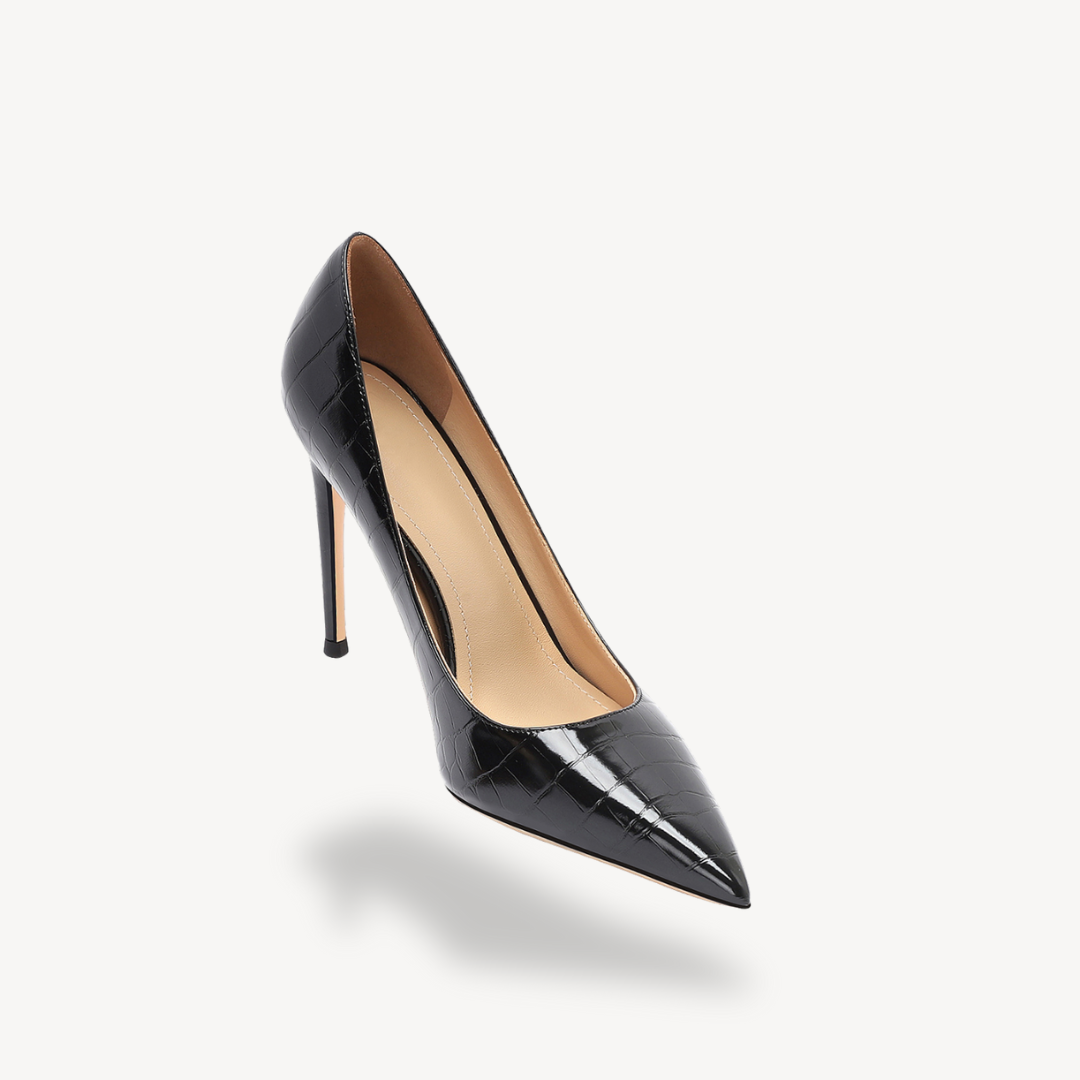 Orthopedic Croc-Embossed Pointed Heels for Women | Loravelle