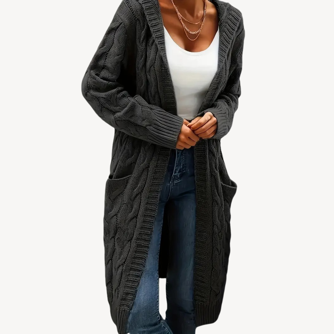 Cable Knit Hooded Cardigan | Loravelle