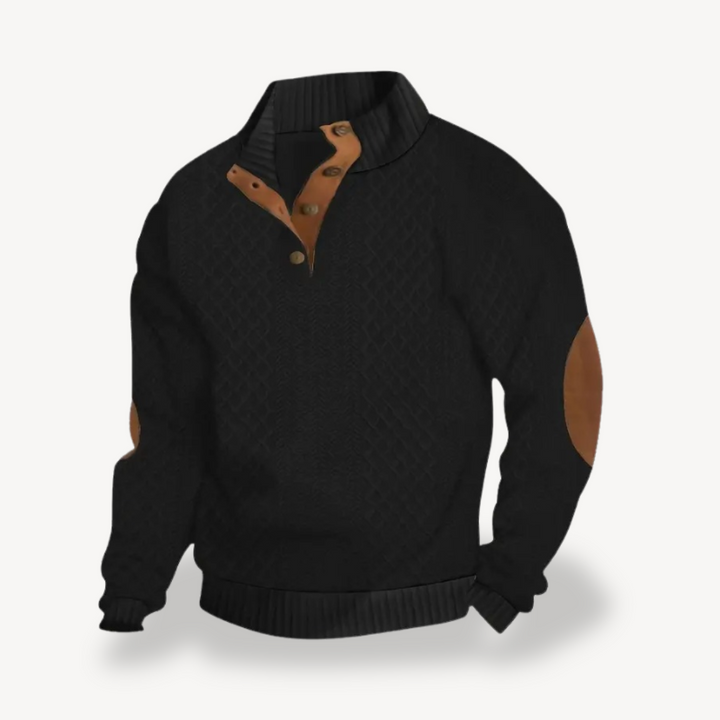 Men's Stylish Zip-up Sweater with Leather Elbow Patches | Loravelle